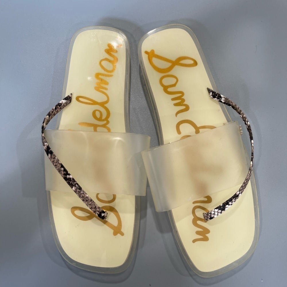 Sam Edelman Women's Luciana Thong Slide Sandals Snakeskin Strap Size 9.5 - Picture 6 of 7